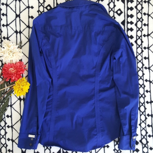 Express Navy Blue Cheeta Button Down - Picture 4 of 4